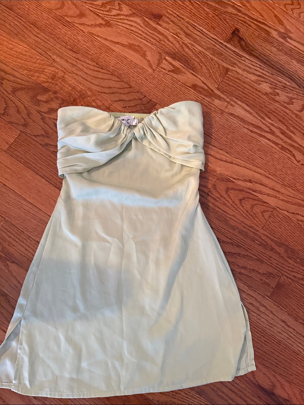 Princess Polly Strapless Light Sage Green Dress with Twisted Bust